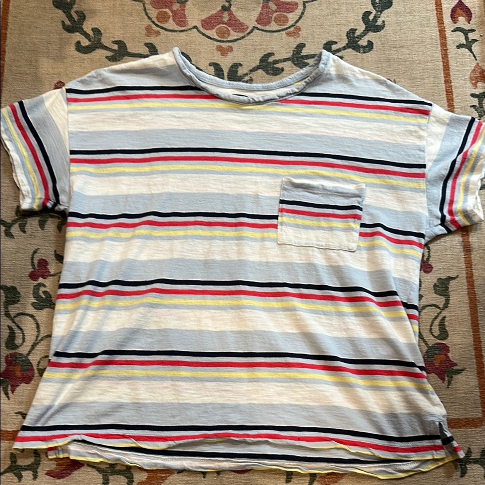 Abercrombie & Fitch women’s striped drop shoulder cropped tee size small